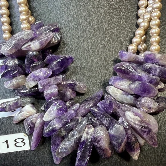 Ali Kahn Purple and Silver Amethyst Necklace - Picture 2 of 4